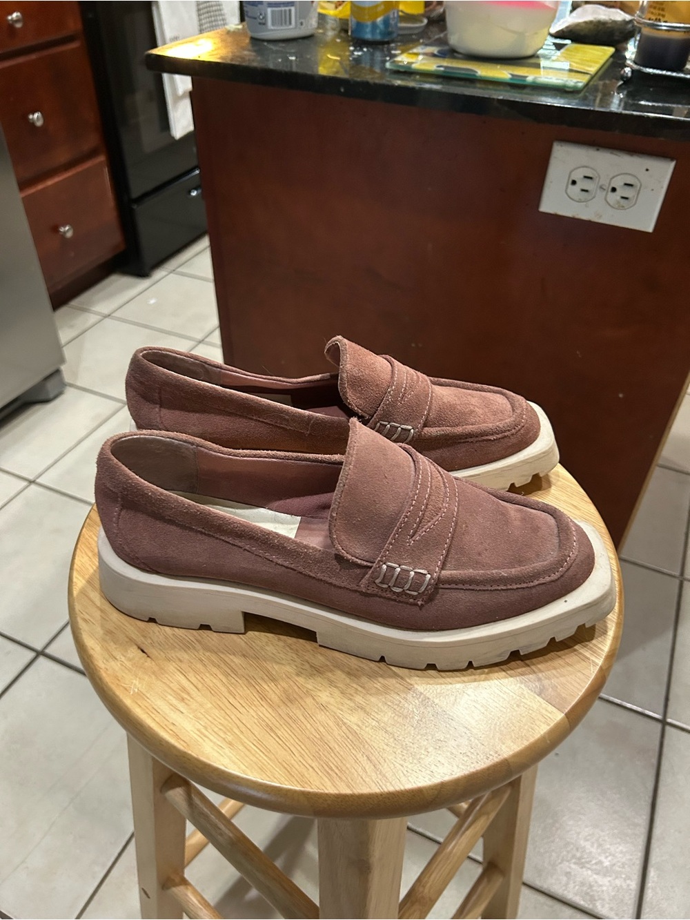 Dolce Vita Dusty Rose Suede Lug Sole Loafers